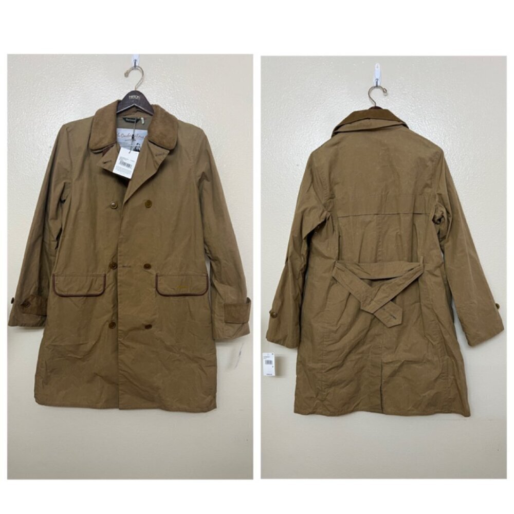 Barbour Re Eng HAYDON Cotton Camel Sand Brown Trench Coat Belted Classic US8